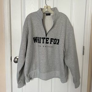 White Fox Boutique High Standard Zip Front Sweater Grey Marle size S/M